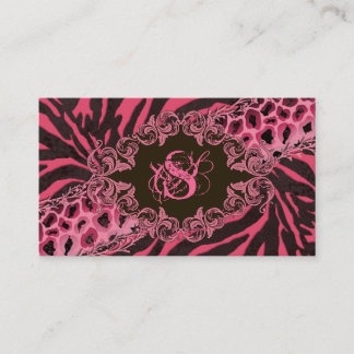 Mode Carte de visite animal Zebra Leopard rose