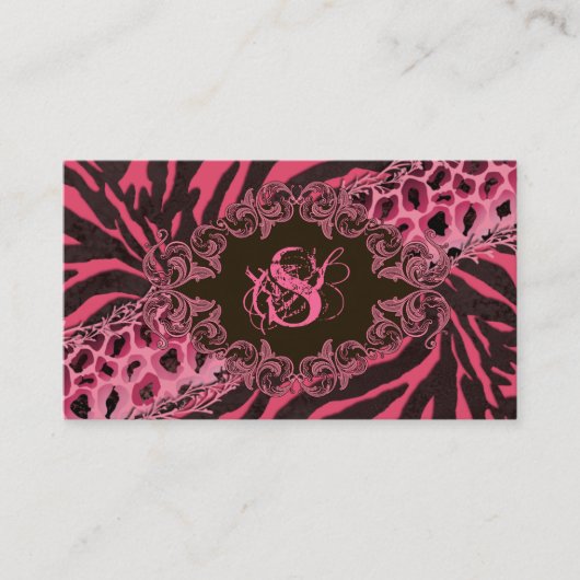 Mode Carte de visite animal Zebra Leopard rose (Devant)