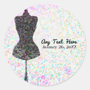 Mode Confetti Mannequin op maat gemaakte feestfavo Ronde Sticker