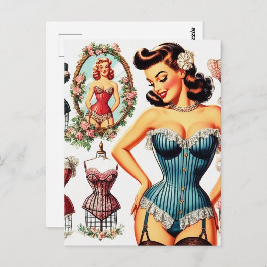 Mode Corset Pin Up Briefkaart (Voorkant / Achterkant)