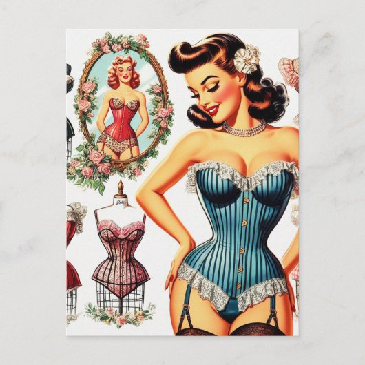 Mode Corset Pin Up Briefkaart (Voorkant)