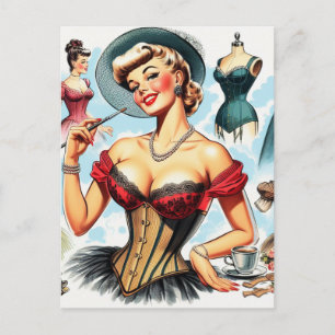 Mode Corset Pin Up Briefkaart