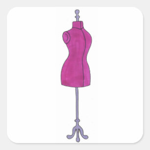 Mode Costume Designer Pink Mannequin Seamstress Vierkante Sticker