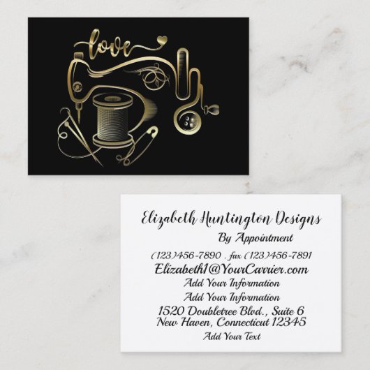 Mode, couture, Carte de visite Seamstress Version (Devant / Derrière)