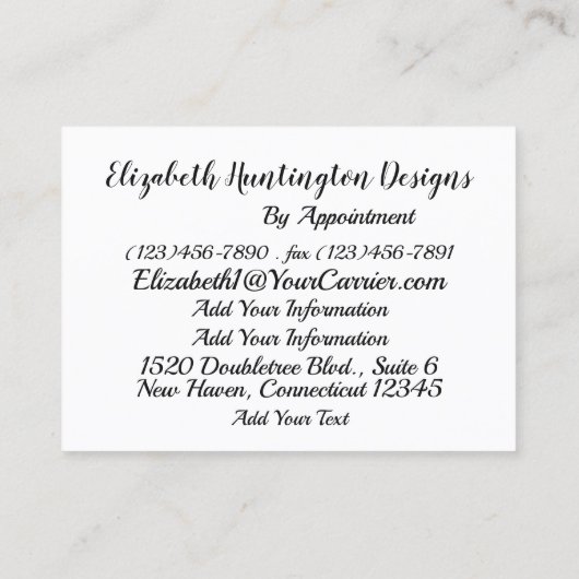 Mode, couture, Carte de visite Seamstress Version (Dos)