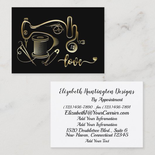 Mode, couture, Carte de visite Seamstress Version (Devant / Derrière)