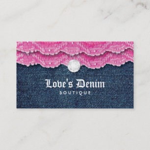 Mode Denim Jeans Lace Jewelry Pink Visitekaartje