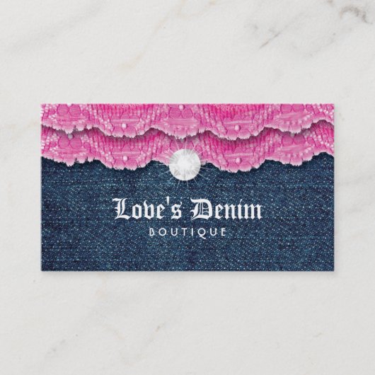 Mode Denim Jeans Lace Jewelry Pink Visitekaartje (Voorkant)