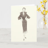 mode des années 1950 - carte de salutation ou de (Fleur jaune)