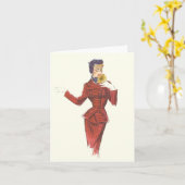 mode des années 1950 - carte de voeux de note ou (Fleur jaune)