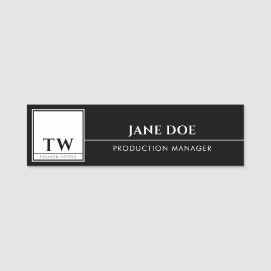 Mode Design Zwart Naamplaatje (Voorkant)