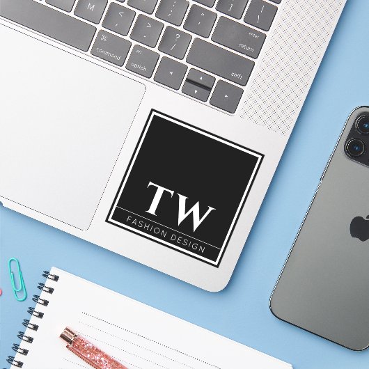 Mode Design Zwart Sticker (Laptop met iPhone)