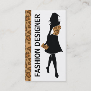 Mode designer meisje met bruine panter print visitekaartje