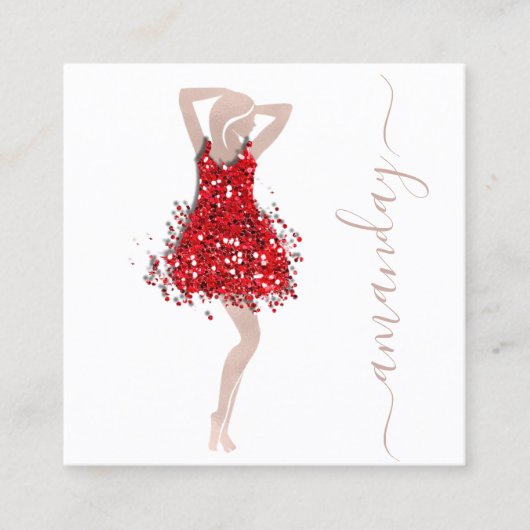 Mode Designer Winkelwinkel QRCode Logo rood Vierkante Visitekaartje (Voorkant)