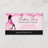 Mode Diva femme Silhouette Carte de visite (Dos)