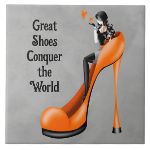 Mode Diva in het sinaasappel van Stiletto Tegeltje