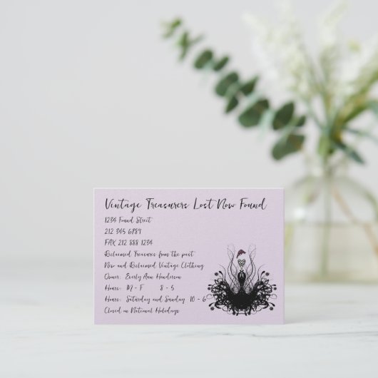 Mode Diva-met bloemen Visitekaartje (Staand voorkant)