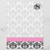 Mode Diva Pink Raspberry Monogram Damask (Voorkant)