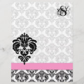 Mode Diva Pink Raspberry Monogram Damask (Voorkant)