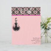 Mode Diva Pink Raspberry Monogram Damask Persoonlijk Briefhoofd (Staand voorkant)