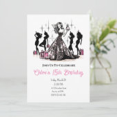 Mode Diva Verjaardagsfeestuitnodiging Kaart (Staand voorkant)