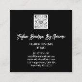 Mode Dress Logo QR-code Glitter Gray Silver Vierkante Visitekaartje (Achterkant)