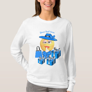 Mode Emoji in blauw maken met winkelen T-shirt