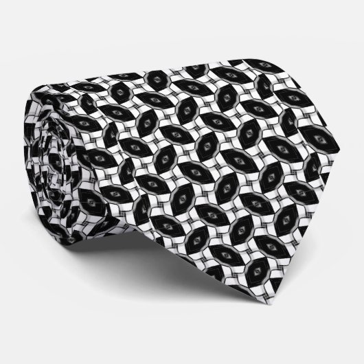 Mode Eye Diamond Black & White Pattern stropdas (Opgerold)