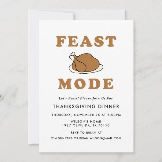 Mode Fête Thanksgiving Diner fête Invitation (Devant)