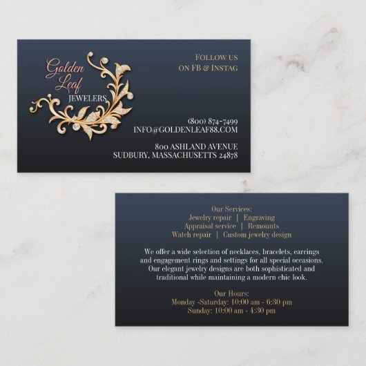 Mode Fijne Sieraden Visitekaartje (Voorkant / Achterkant)