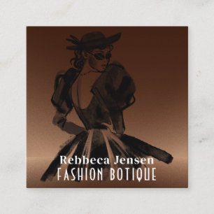 Mode Floral Black Gold Logo QR Stylist Body Vierkante Visitekaartje