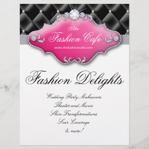 Mode Flyer Haar Salon Satijn Diamanten Zwart Roze