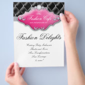 Mode Flyer Haar Salon Satijn Diamanten Zwart Roze (Hand)