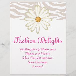 Mode Flyer Zebra Daisy Flower Salon Boutique
