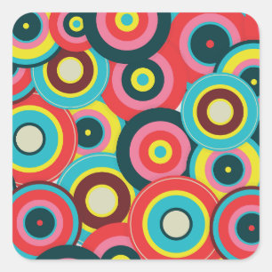 Mode Geometrische Vintage - Patroon Stijlvol Moder Vierkante Sticker