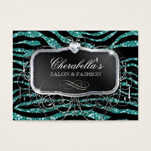 Mode Gift Kaart Salon Zebra Glitter Silver Blauwgr