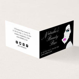 Mode Girl Black Pink Beauty Bar Visitekaartjes