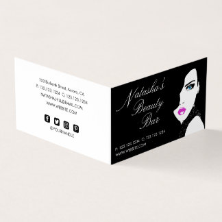 Mode Girl Black Pink Beauty Bar Visitekaartjes