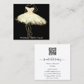 Mode Gold Black White Logo QR-code Vierkante Visitekaartje (Voorkant / Achterkant)