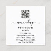 Mode Gold Floral Dress Logo QRCode Lace Red Vierkante Visitekaartje (Achterkant)