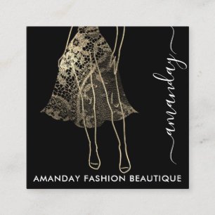 Mode Gold Lace Dress Logo QRCode Shop Beautique Vierkante Visitekaartje