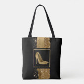 Mode Golden Stiletto Heels Canvas tas (Achterkant)