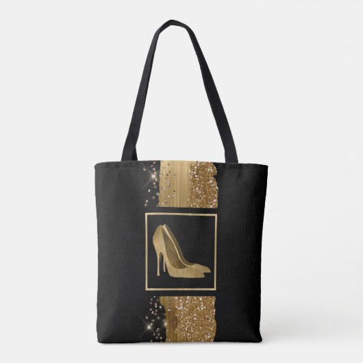 Mode Golden Stiletto Heels Canvas tas (Achterkant)