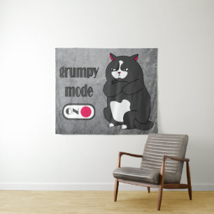 Mode grumeux sur drôle de tapisserie de chat gras