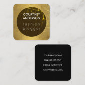 Mode Grunge Luxe Gouden Spikkels Vierkante Visitekaartje (Voorkant / Achterkant)