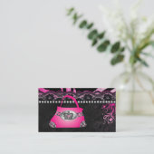 Mode Handbag Crown Purse Pink Lace Zebra Visitekaartje (Staand voorkant)
