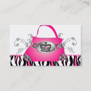 Mode Handbag Kroonwant Roze Zebra Floral Visitekaartje