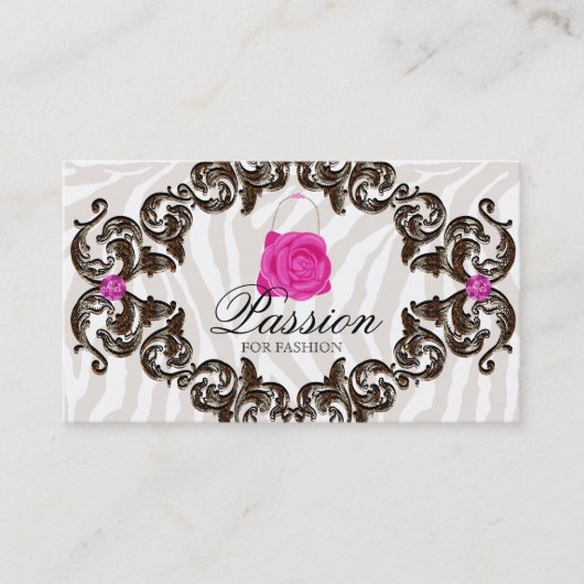 Mode handtas Roos Roze Zebra Lijst Visitekaartje (Voorkant)