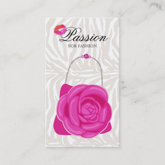 Mode handtas Roos Roze Zebra Visitekaartje (Voorkant)