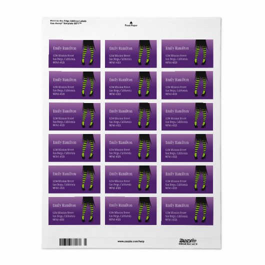 Mode heks kostuum streep been Halloween adres Etiket (Full Sheet)